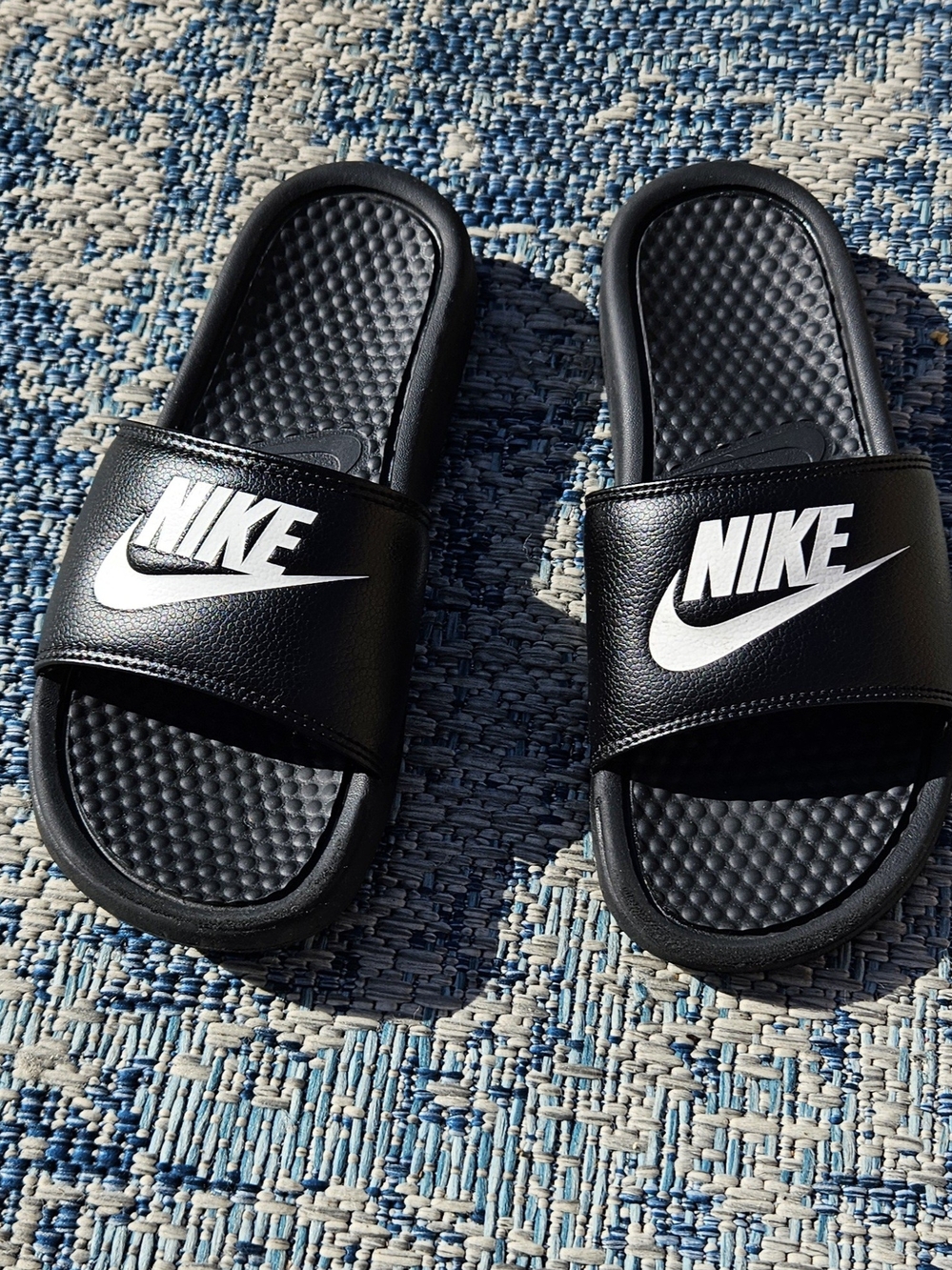 Nike Black Slides with White Swoosh - Picture 3 of 6
